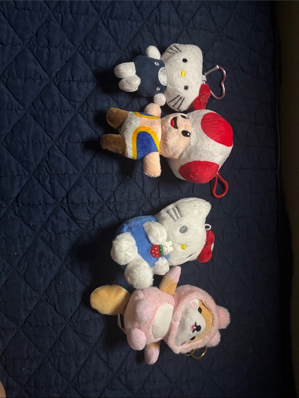 Hello Kitty Plush Keychain Set with Red, White, Blue, Pink Accents